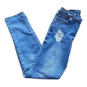 Copper Key Girls Jeans Size 12 Distressed Skinny Light Blue Wash Cotton Blend